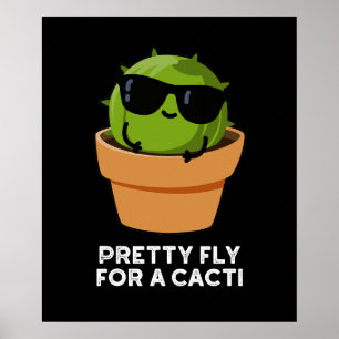 vlucht voor een Cacti Funny Cactus Pun Dark BG Poster