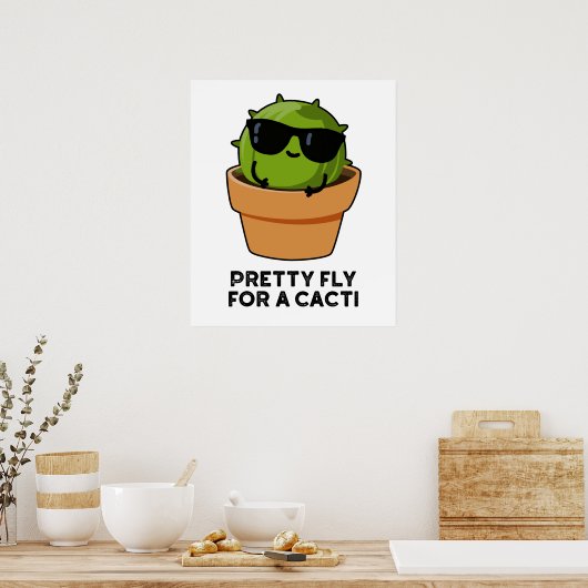  vlucht voor een Cacti Funny Cactus Pun Poster (Keuken)