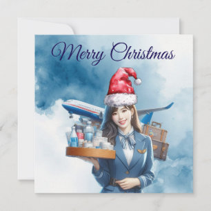 Vluchtbegeleiding Air Hostess Prettig Kerstfeest Feestdagenkaart