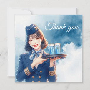 Vluchtbegeleiding Air Hostess serveert drankjes Bedankkaart