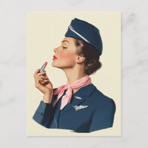 Vluchtbegeleidster uit het verleden die lippenstif briefkaart