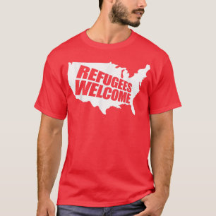 Vluchtelingen verwelkomen ons protest om uw rechte t-shirt