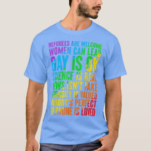 Vluchtelingen zijn welkom Vrouwen kunnen Gay Pride T-shirt