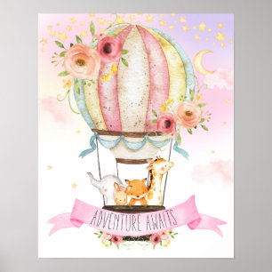 Vluchtelingenavontuur van Floral Hot Air Poster