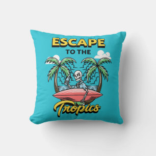 Vluchten naar Tropics Skeleton Surf Kussen