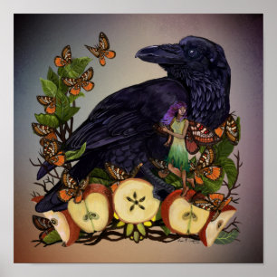 Vluchten van Fantasy Raven Faery Art Poster