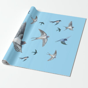 Vluchten van zwellingen die in de blauwe lucht vl Cadeaupapier