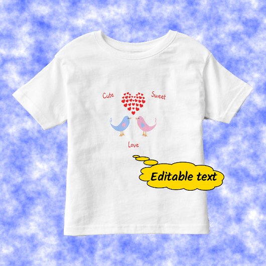 Vluchtige liefdesvogels, aangepaste tekst kinder shirts