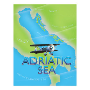 Vluchtkaart van Adriatische Zee Foto Afdruk