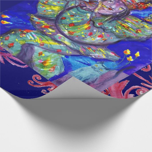 VLUCHTSTAND IN BLUE/Venetië, carnavalsnacht Cadeaupapier (Hoek)