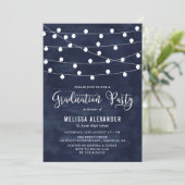 Vluchty String Lights Graduation Party Uitnodiging (Staand voorkant)