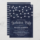 Vluchty String Lights Graduation Party Uitnodiging (Voorkant / Achterkant)