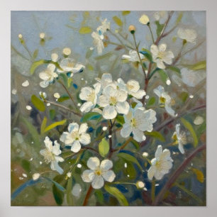 Vlugge Lente: Een Studie van Witte Bloesems Poster