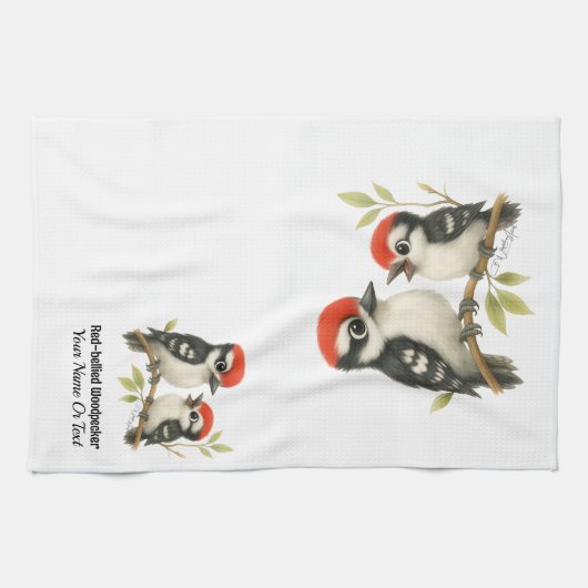 Vocale roodbuikspecht theedoek (Horizontaal)