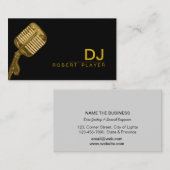 Vocalist Singer DJ Music Teacher Microphone Gold Visitekaartje (Voorkant / Achterkant)