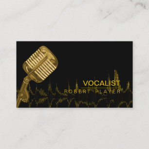 Vocalist Singer DJ Music Teacher Microphone Gold Visitekaartje