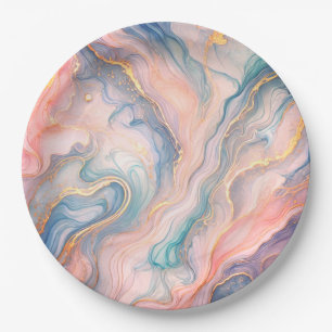 Vocht abstract in pastelblues papieren bordje