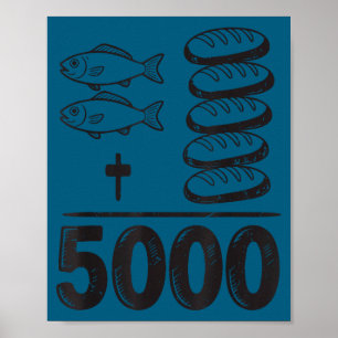 Voed 5000 Wonderen Jezus Wiskunde Christelijk Grap Poster