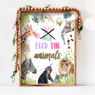 Voed de dieren niet aan Safari Birthday Table Sign Poster