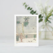 Voeden van de Vogels in Januari Illustratie Briefkaart (Staand voorkant)