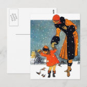 Voedervogels in de sneeuw briefkaart (Voorkant / Achterkant)