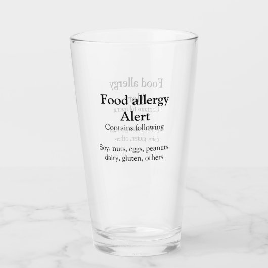 Voeding allergie Alarm voeg tekst toe voedselitems Glas (Voorkant)