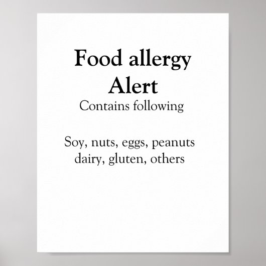 Voeding allergie Alarm voeg tekst toe voedselitems Poster (Voorkant)