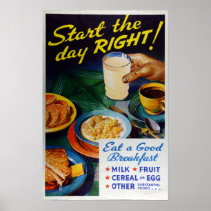  voeding Eat Breakfast Milk Fruit Cerea Poster