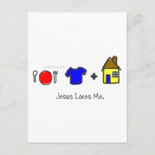 Voeding, kleding en schelp briefkaart (Voorkant)