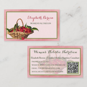 Voeding voor Vrouwen Roze Aardbeien QR-code Visitekaartje