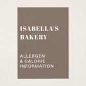 Voedingsallergie Calorie-informatie QR-code-Kaart Visitekaartje (Voorkant)