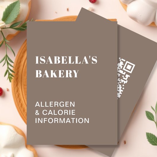 Voedingsallergie Calorie-informatie QR-code-Kaart Visitekaartje