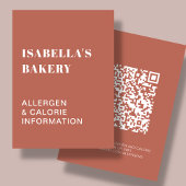 Voedingsallergie Calorie-informatie QR-code-Kaart Visitekaartje