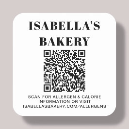 Voedingsallergie Calorie-informatie QR-code Vierkante Sticker