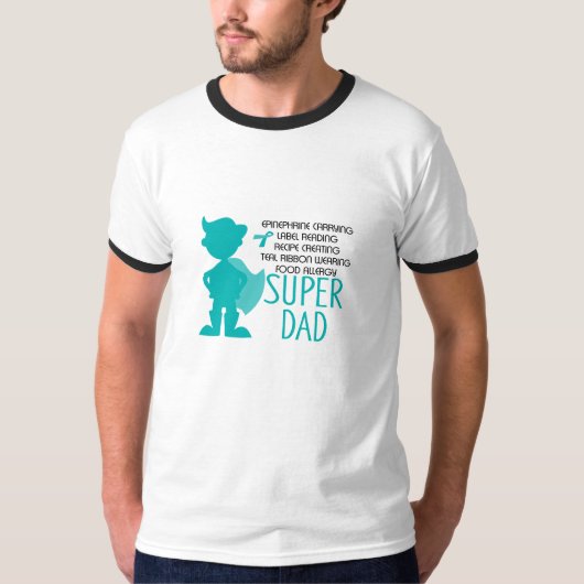 Voedingsallergie Super Dad Blauwgroen Silhouette T-shirt (Voorkant)