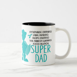 Voedingsallergie Super Dad Blauwgroen Silhouette Tweekleurige Koffiemok