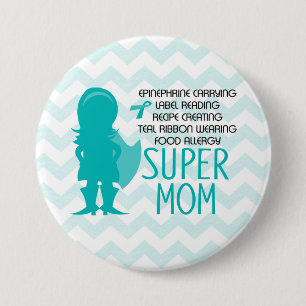 Voedingsallergie Super Ma Silhouette Blauwgroen Bu Ronde Button 7,6 Cm