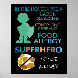 Voedingsallergie Superheld No Nuts Allowed Boys Poster