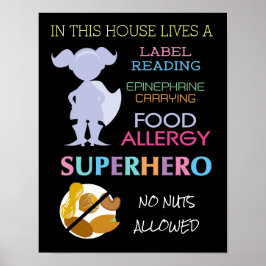 Voedingsallergie Superheld No Nuts Allows Girls Poster