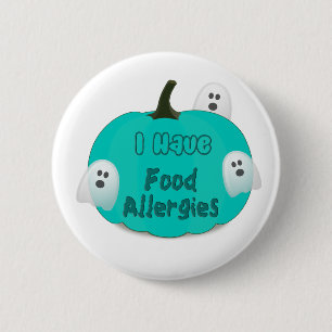 Voedingsallergieën Blauwgroen pompoen Halloween B Ronde Button 5,7 Cm