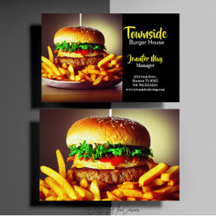 Voedingsdiner Beef Bacon Egg Burger House Restaura Visitekaartje