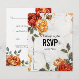 Voedingskeuze Marble Dreams: Orange Rose Elegance RSVP Kaartje