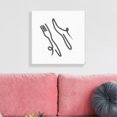 Voedingsmes en vork moderne grijs en wit canvas afdruk (Insitu (Woonkamer))