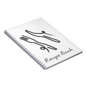 Voedingsmes en vork moderne grijs en wit notitieboek (Rechterzijde)