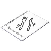 Voedingsmes en vork moderne grijs en wit notitieboek (Linkerzijde)