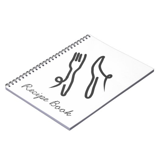 Voedingsmes en vork moderne grijs en wit notitieboek (Linkerzijde)