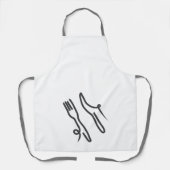 Voedingsmes en vork moderne grijs en wit schort (Voorkant)