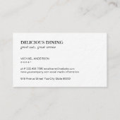 Voedingsmiddelen Visitekaartje (Achterkant)