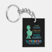 Voedsel Allergy Boy Superheld persoonlijke Kindere Sleutelhanger (Voorkant Links)