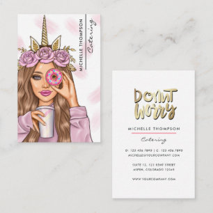 Voedsel Catering Whimsische Eenhoorn Dame Zakelijk Visitekaartje